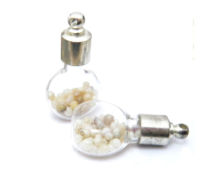 Natural Sea Pearls in Glass Charm Bottle